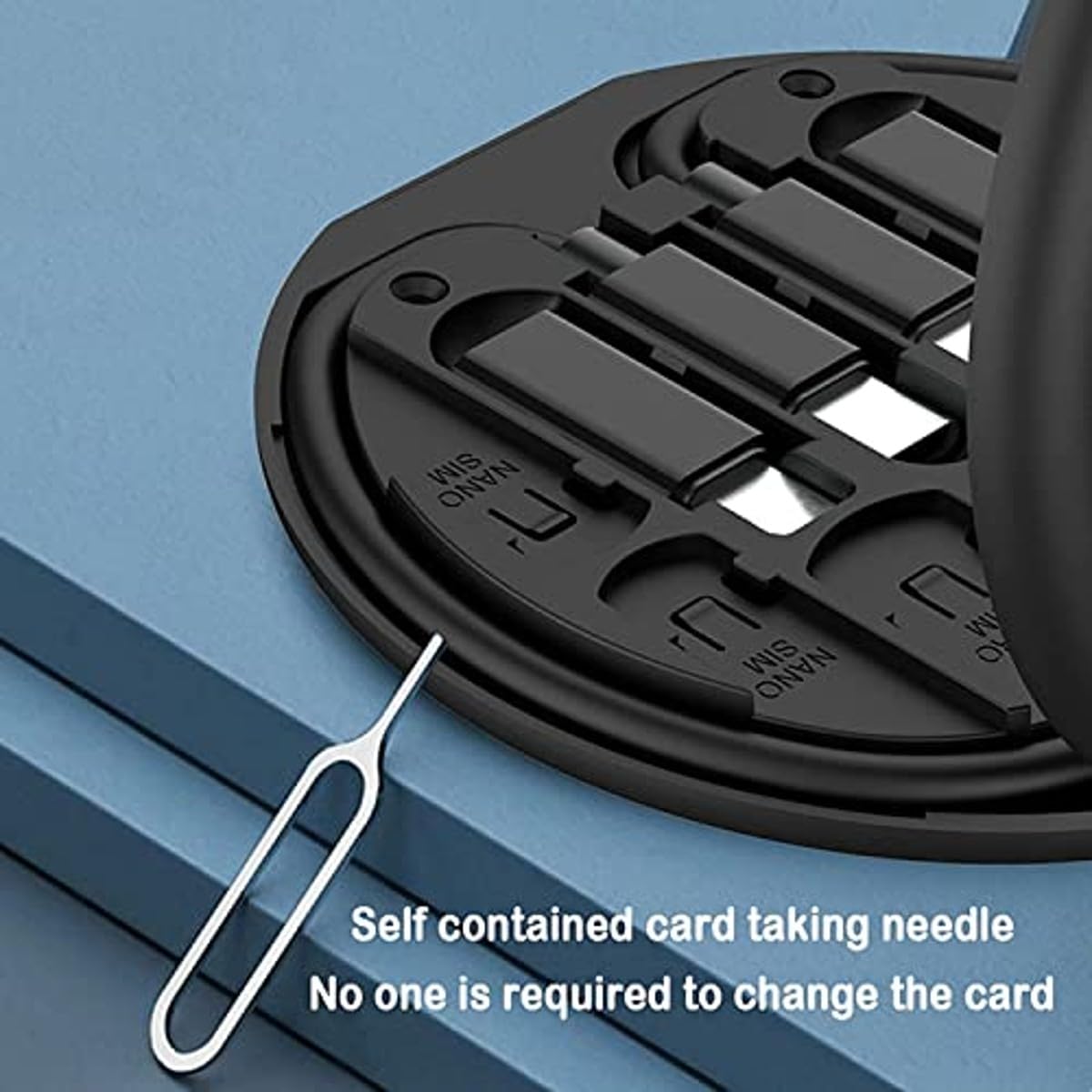 Multi-Functional Fast Charging Cable Kit for Apple, Android, and Type-C Devices with SIM Card Ejector Pin, Round Storage Case, and Compact Portable USB Cable Organizer – Black