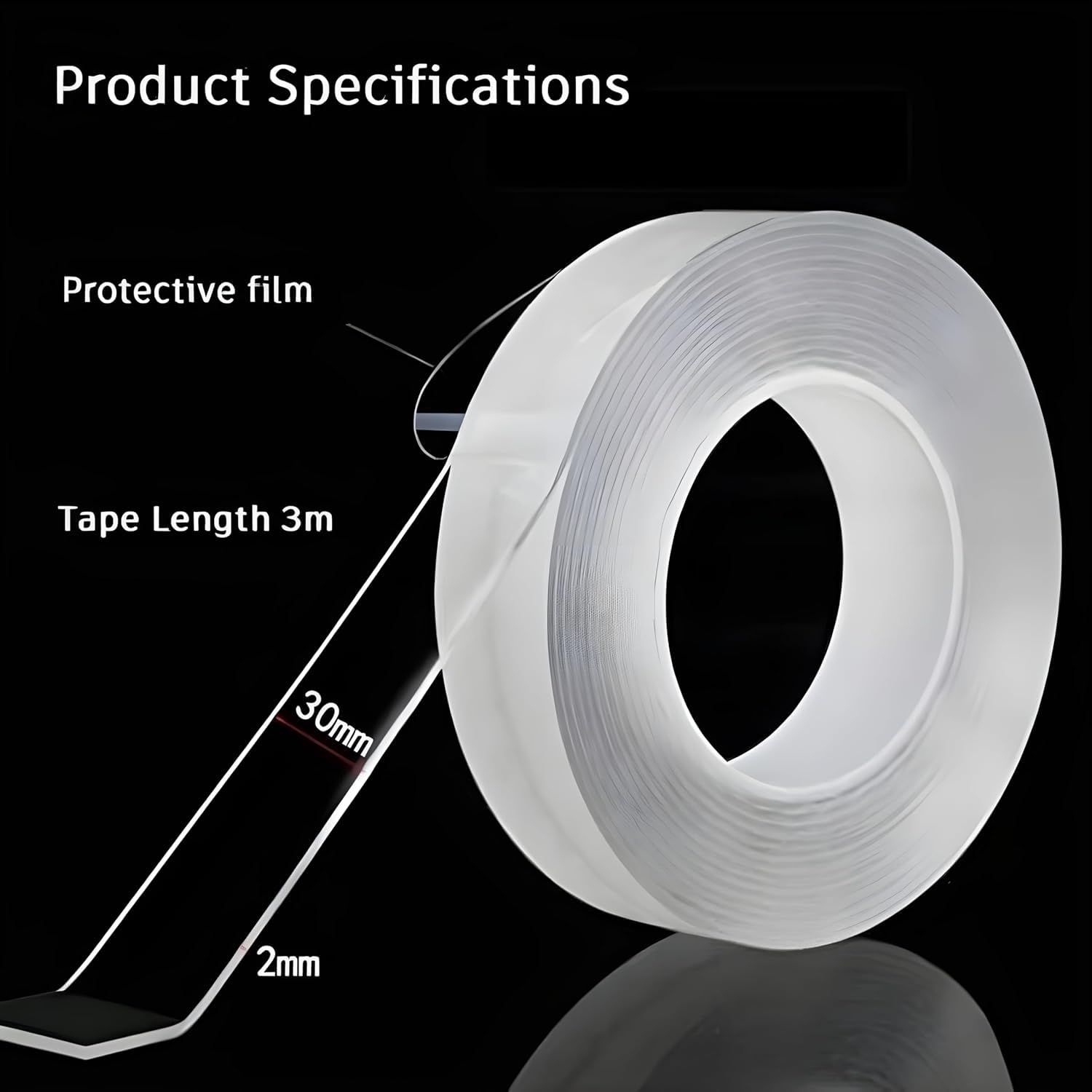 Digi Gadgets 3 meter Nano Tape Double Sided Tape Heavy Duty - Multipurpose Removable Traceless Mounting Adhesive Tape for Walls，Washable Reusable Strong Sticky Strips Grip Tape 2mm Thick, 1.2 Inch Wide