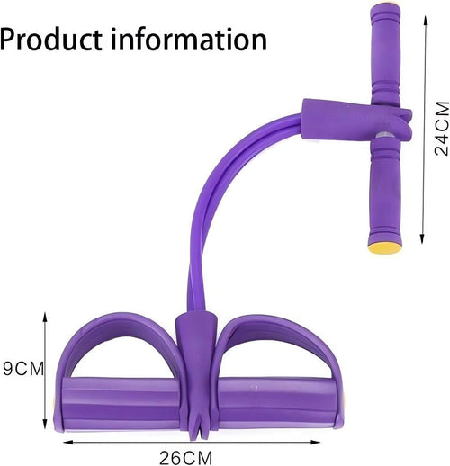 Pull Reducer Training Bands with 4 Tubes, Purple Resistance Exercise Equipment for Home Workout, Sit-up Bodybuilding Expander and Tummy Trimmer